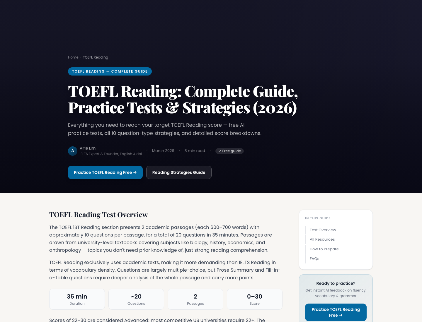 TOEFL Reading hub trên English AIdol