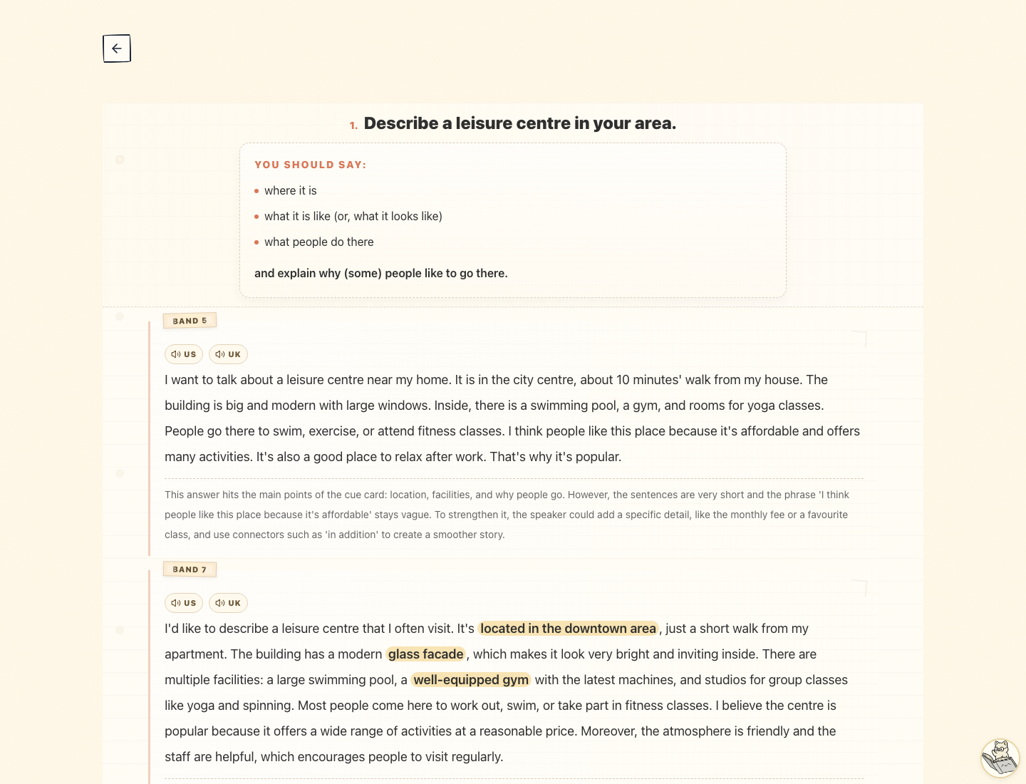 IELTS Speaking Part 2 practice detail page